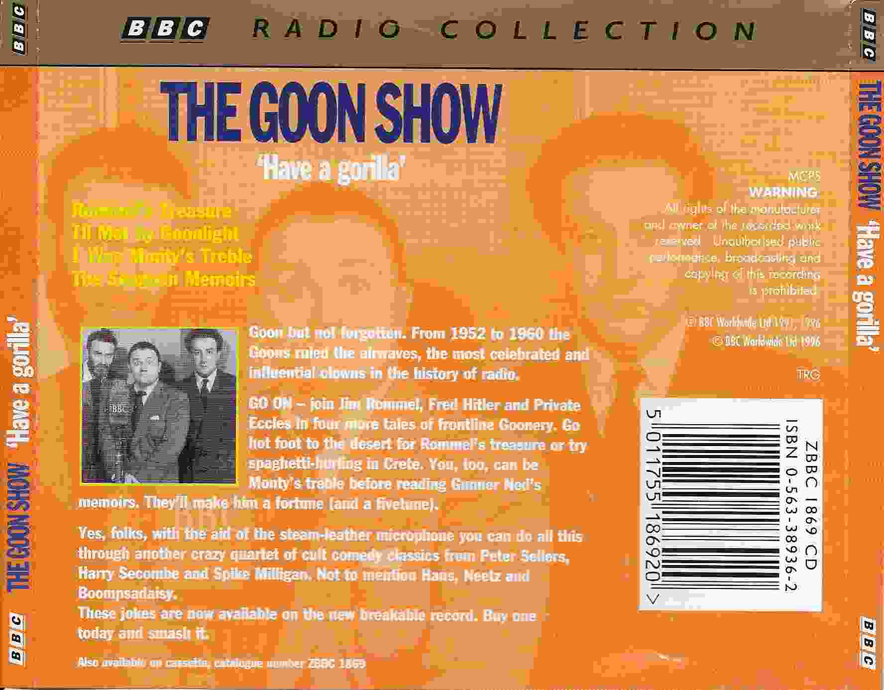 Picture of ZBBC 1869 CD The Goon show 6 - Have a gorilla by artist Spike Milligan / Larry Stephens / Maurice Wiltshire from the BBC records and Tapes library